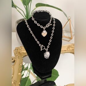 2 piece stainless steel engravable necklace and bracelet set